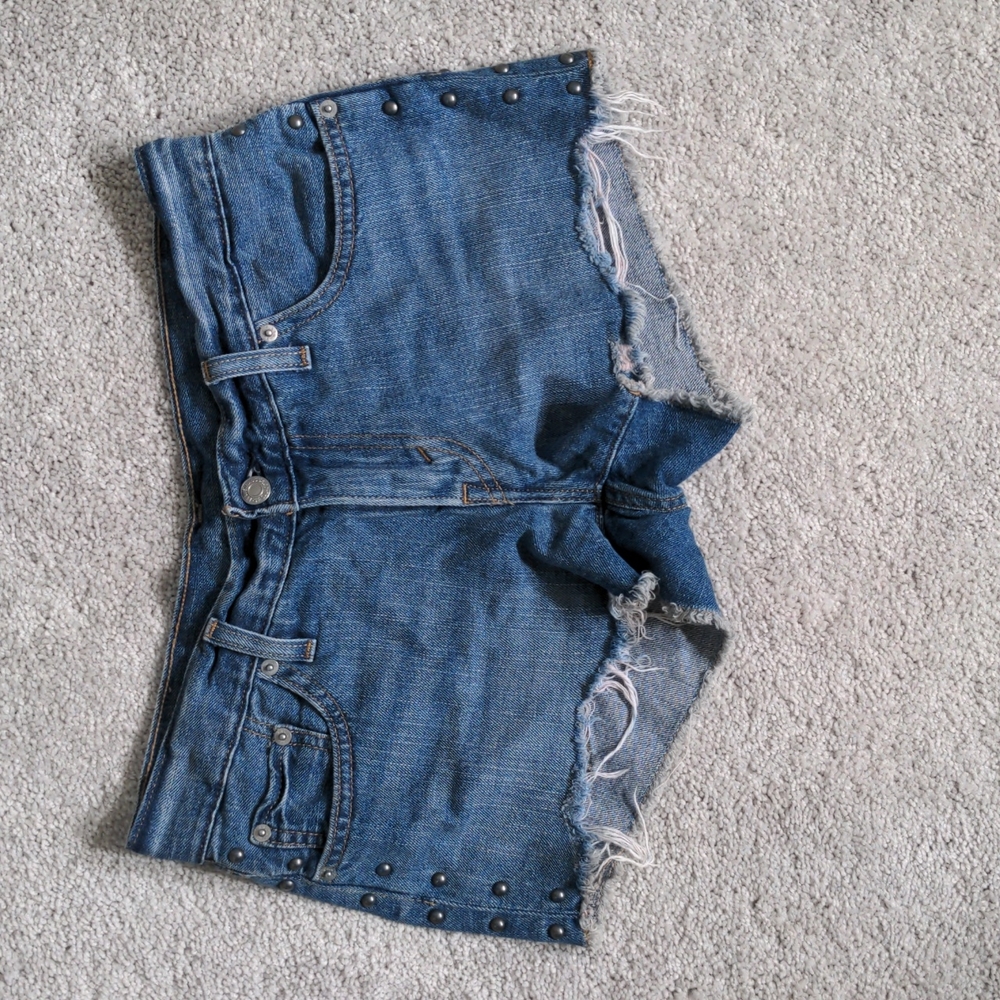 Levi's distressed studded jean shorts